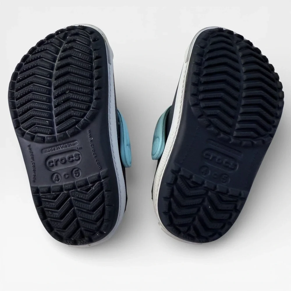 CROCS Crocband‎ Toddler Kids Clogs Shoes Navy with Aqua Accent Size 4C/5C